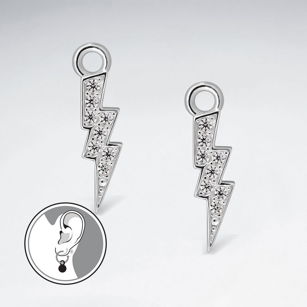 Sterling Silver Lightning Zap Jewelry Charms for Hoop Earring