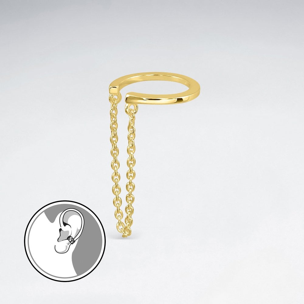 Sterling Silver Ear Cuff with Chain