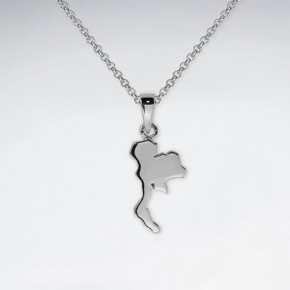 Sterling Silver Thailand Map Pendant