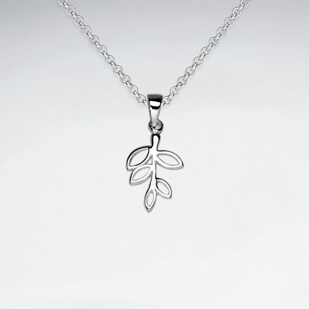 Sterling Silver Leaf Cutout Pendant