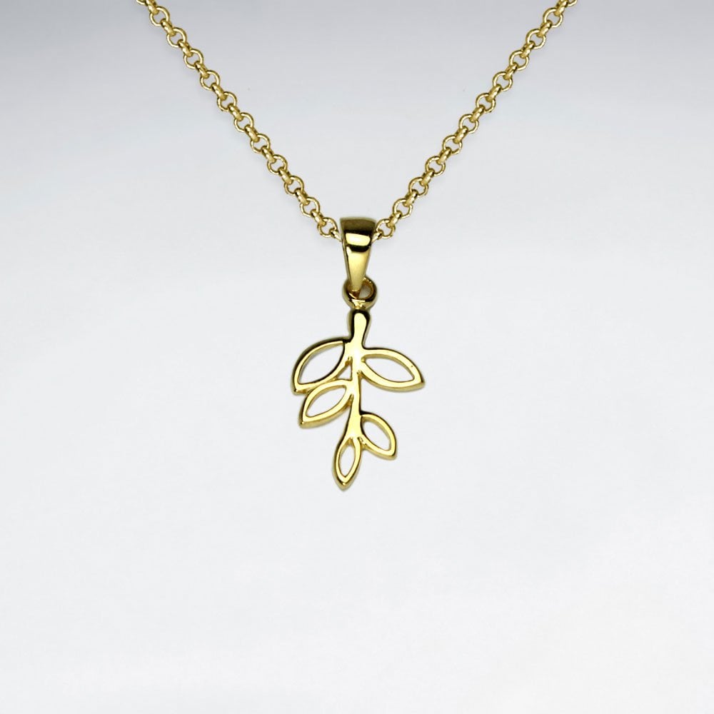 Sterling Silver Leaf Cutout Pendant