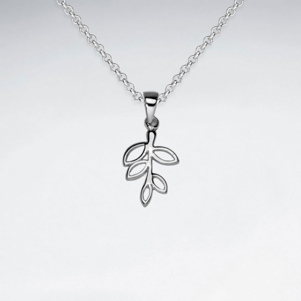 Sterling Silver Leaf Cutout Pendant