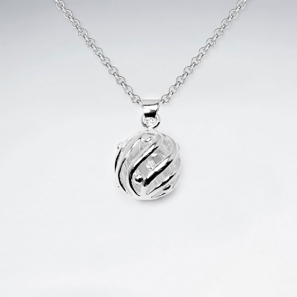 Sterling Silver Polished Spiral Orb Pendant