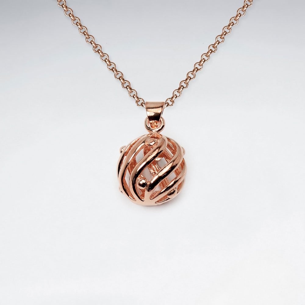 Sterling Silver Polished Spiral Orb Pendant