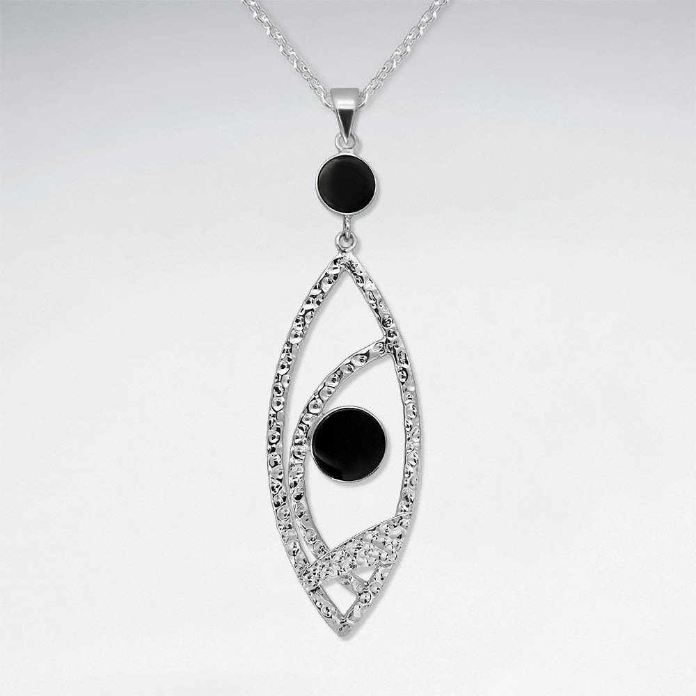 Sterling Silver Openwork Marquis Gemstone Pendant