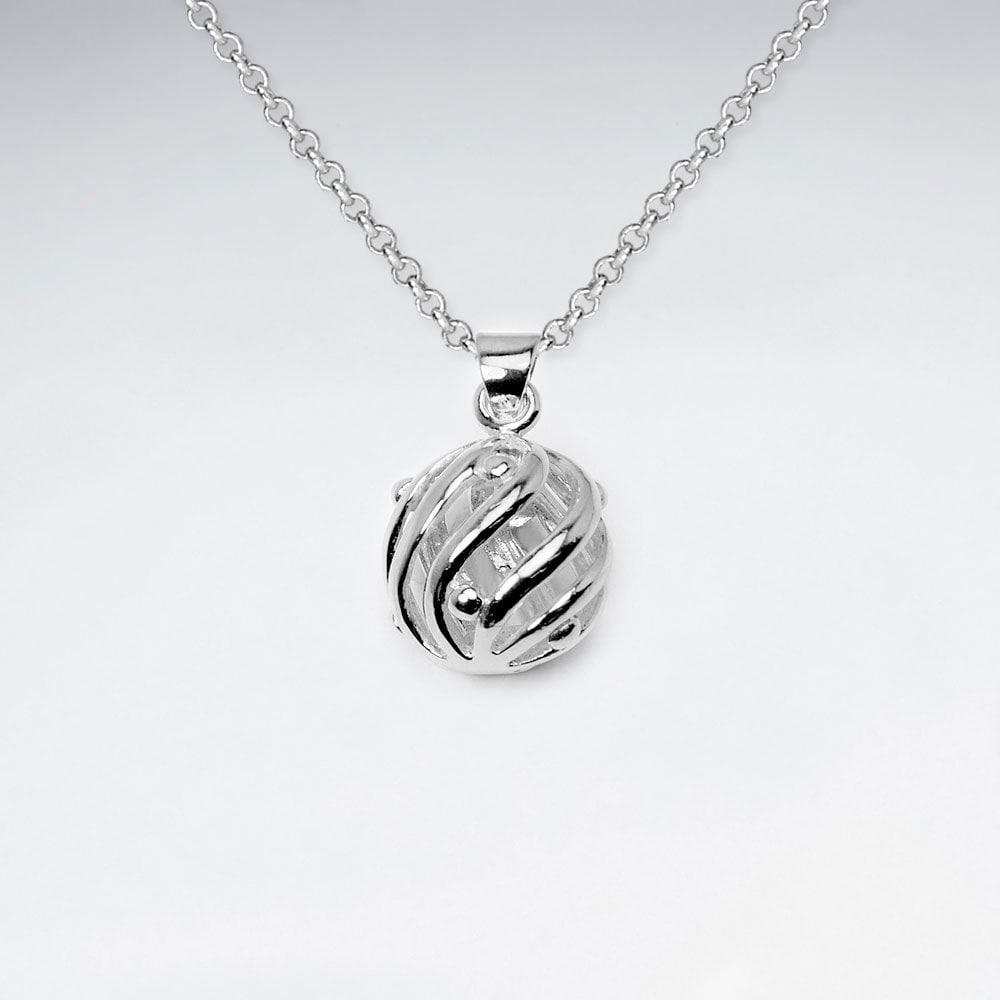 Sterling Silver Polished Spiral Orb Pendant