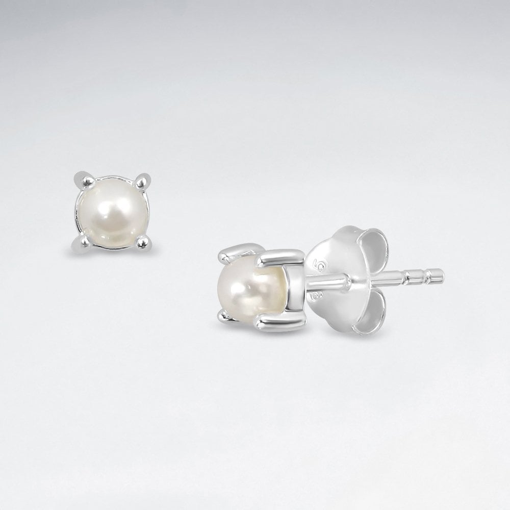 Sterling Silver Classic Pearl Stud Silver Earring