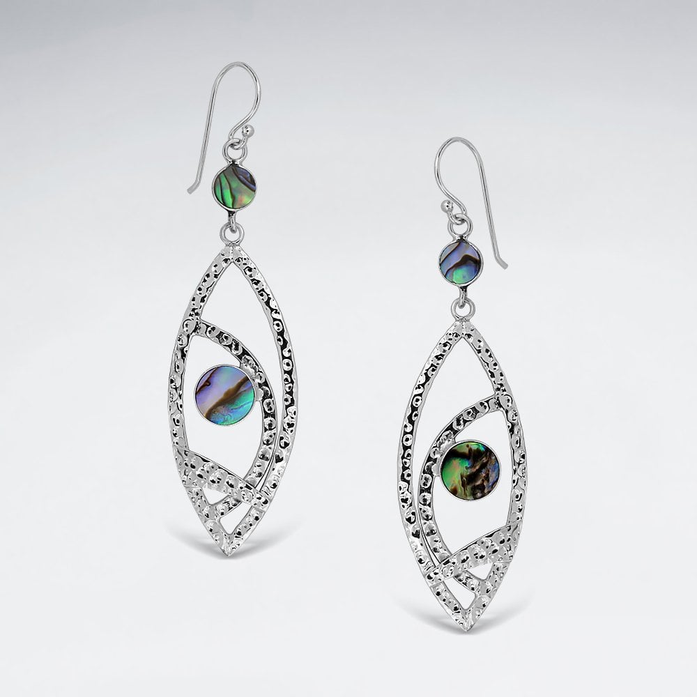 Silver Openwork Marquis Gemstone Shiwa Eye Earrings