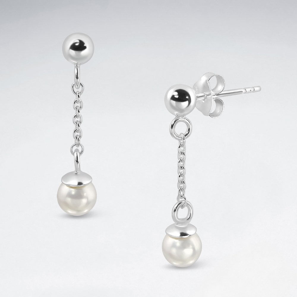 Sterling Silver Ball Dangle Stud Earrings