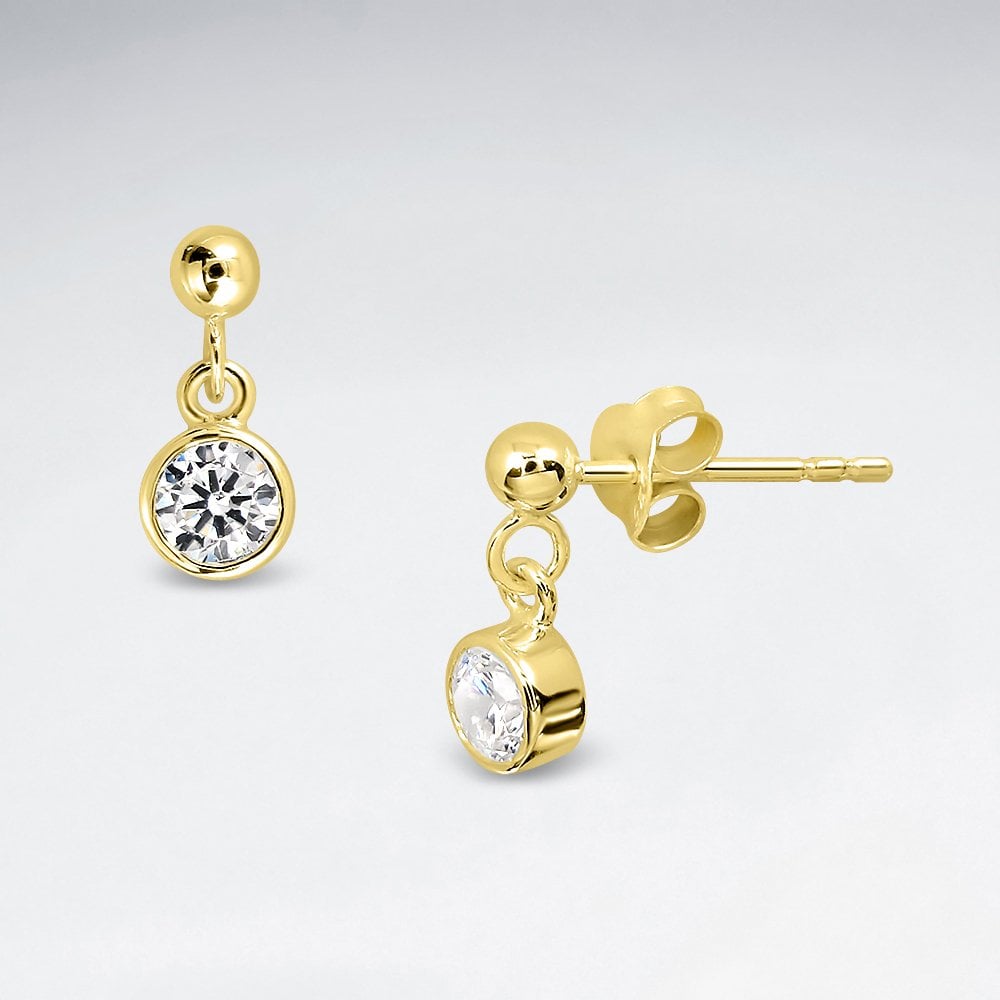 Sterling Silver Solitaire Cubic Zirconia Earrings