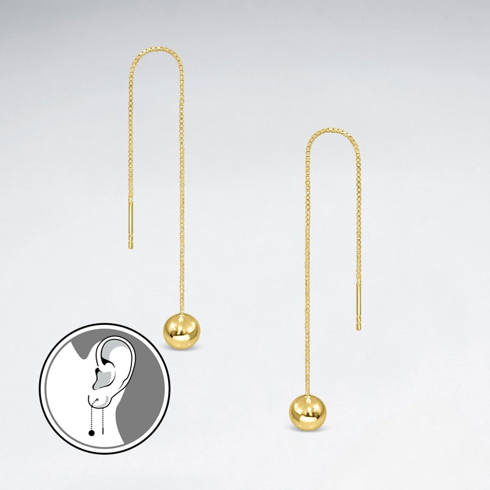 Delicate Silver Threader Chain Ball Earrings