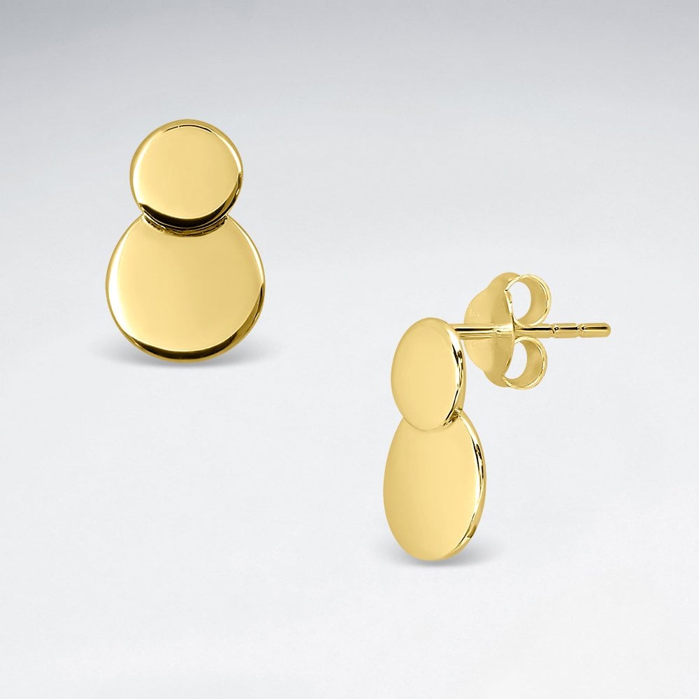 Sterling Silver Double Overlapped Circle Stud Earrings