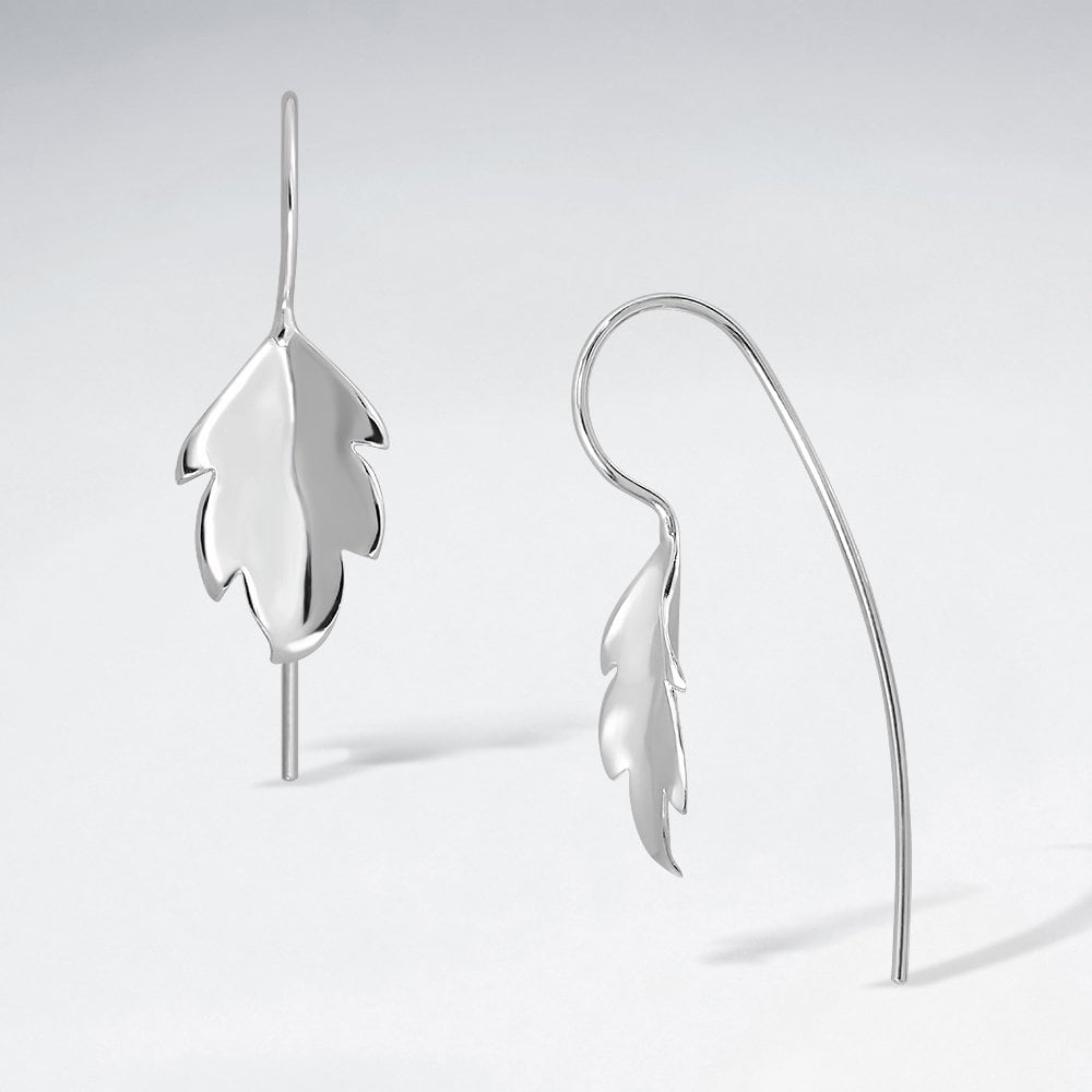 Matte Silver Leaf Silhouette Nature's Elements Earrings