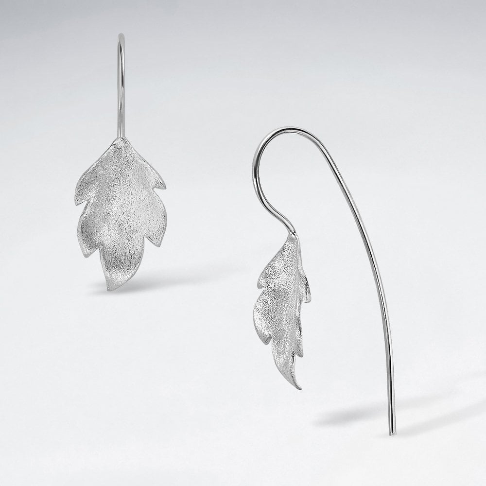 Matte Silver Leaf Silhouette Nature's Elements Earrings
