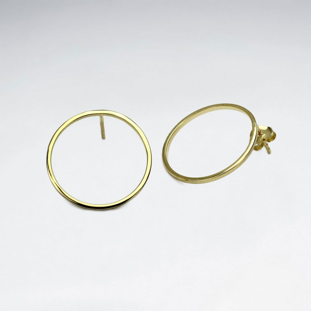 Sterling Silver Minimalist Openwork Circle Stud Earrings