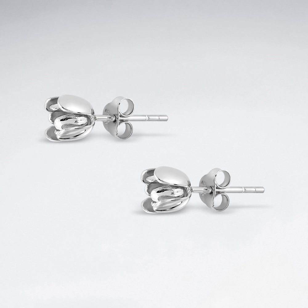 Simple Elegance Sterling Silver Tiny Flower Blossom Stud Earrings
