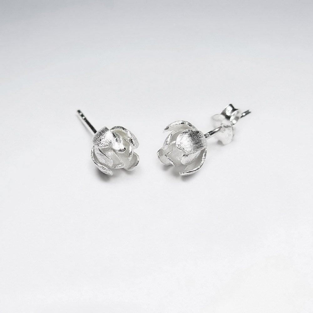 Simple Elegance Sterling Silver Tiny Flower Blossom Stud Earrings