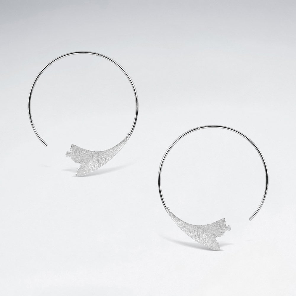 Floral Silhouette Sterling Silver Hoop Earrings