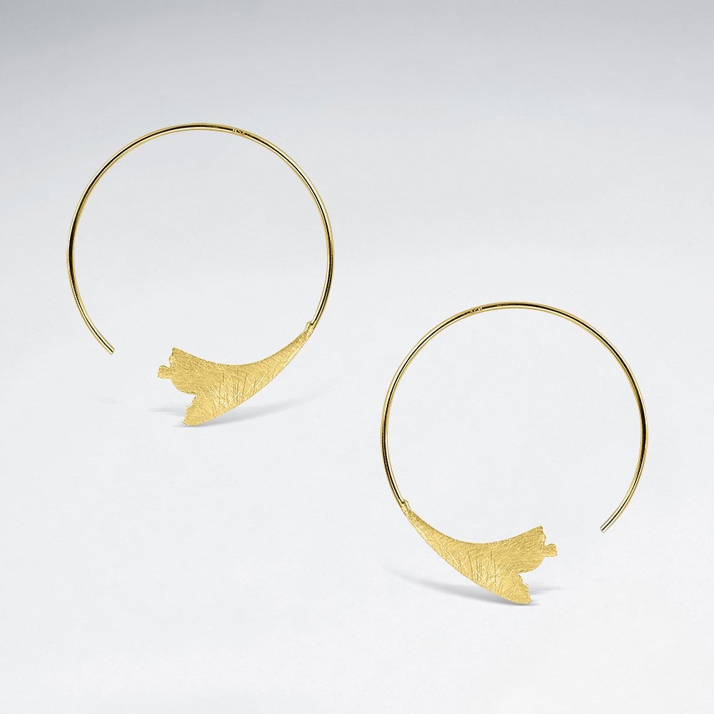 Floral Silhouette Sterling Silver Hoop Earrings
