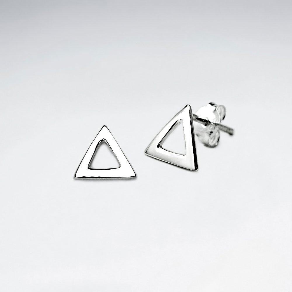 925 Silver Openwork Triangle Stud Earrings
