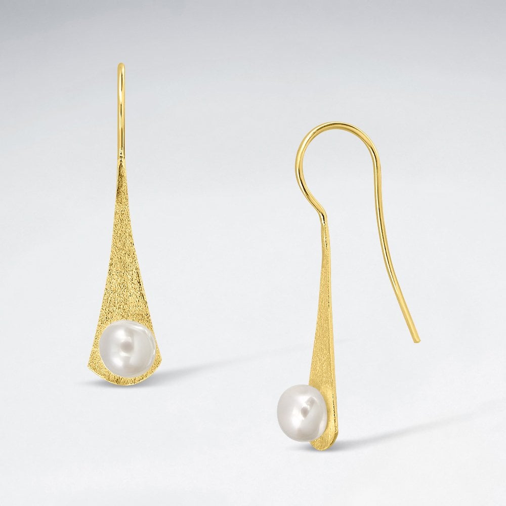 Long Sterling Silver Drop Pink Pearl Earrings