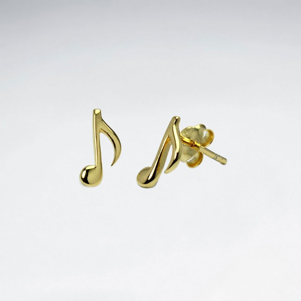 Sterling Silver Musical Note Stud Earrings