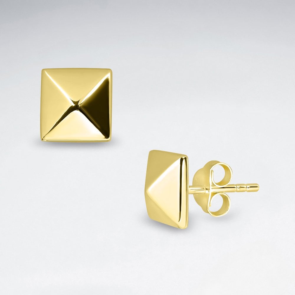 Sterling Silver Squared Dome Stud Earrings