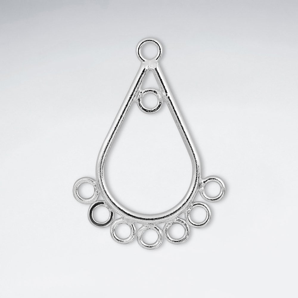 Double Teardrop Decorated Openwork Sterling Silver Earrings Accessory Pack of 10 Pieces