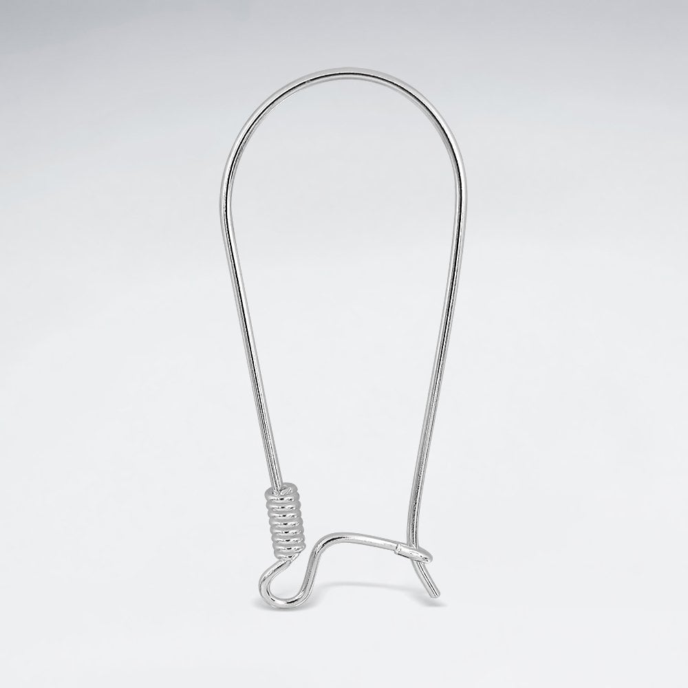 Sterling Silver Ear Wire Kidney with Coil and Open Loop Pack of 5 Pairs