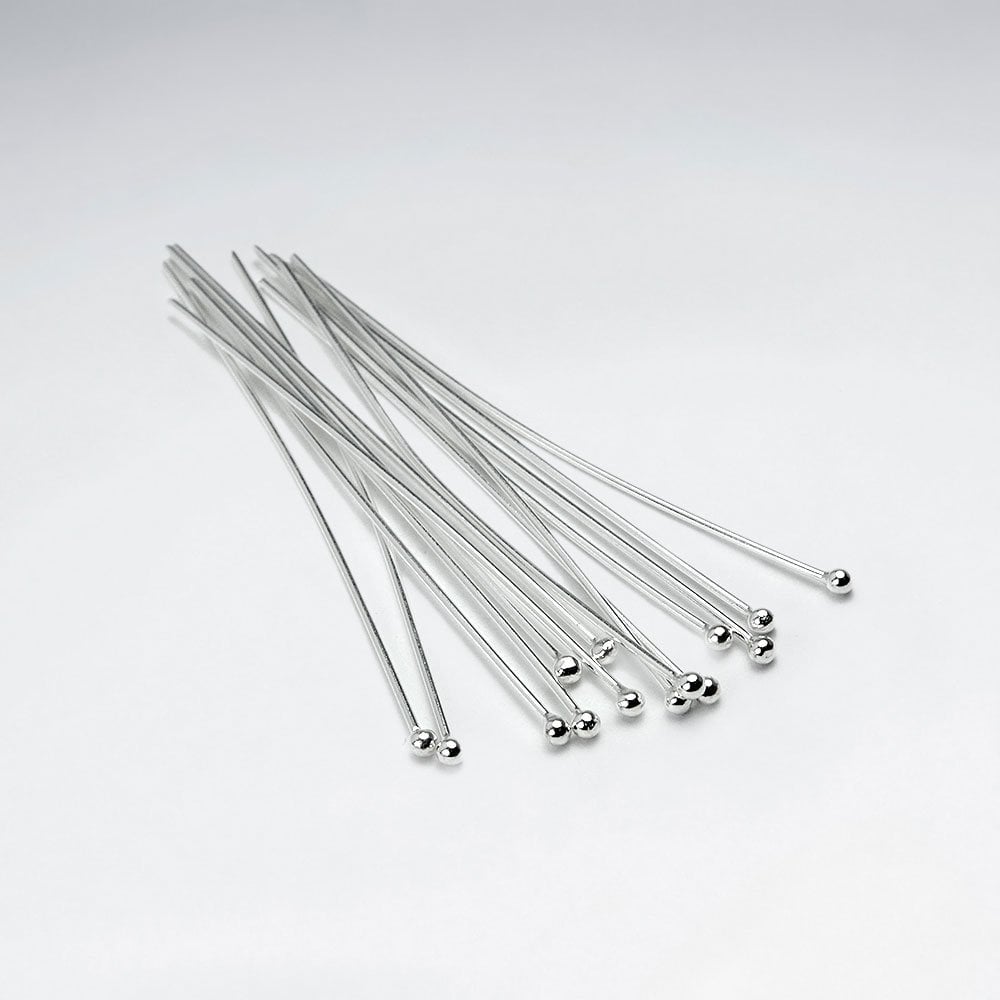 Sterling Silver Round Head Pins Jewelry Accessory Pack of 50 Pieces
