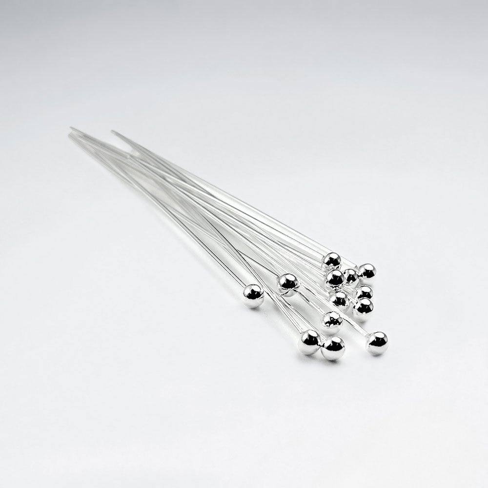 Sterling Silver Round Head Pins Jewelry Accessory Pack of 30 Pieces