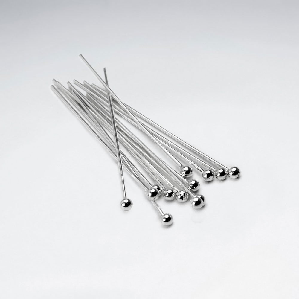 Sterling Silver Round Head Pins Jewelry Accessory Pack of 50 Pieces