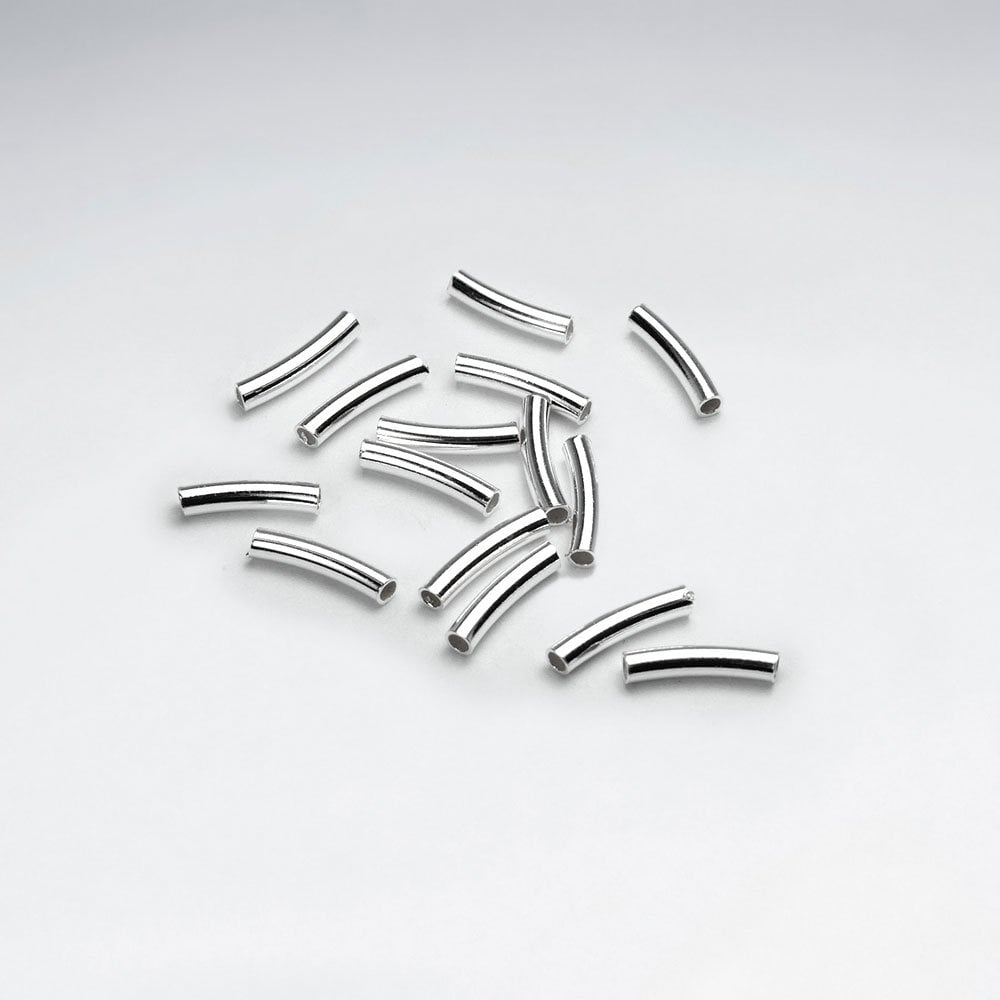 Sterling Silver Curved Tube Jewelry Accessory Pack of 50 Pieces