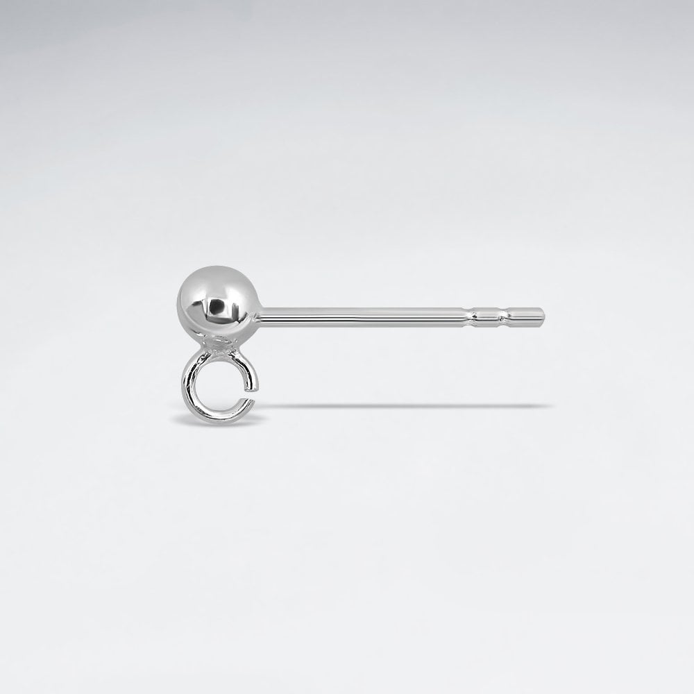 Sterling Silver Stud Earrings with Ball and Open Loop Pack of 20 Pairs
