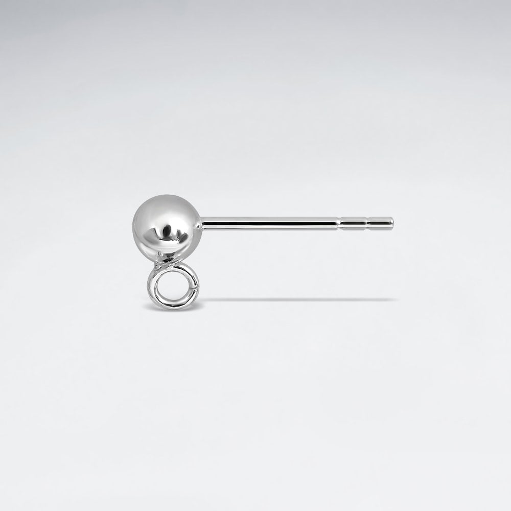 Sterling Silver Stud Earrings with Ball and Open Loop Pack of 20 Pairs