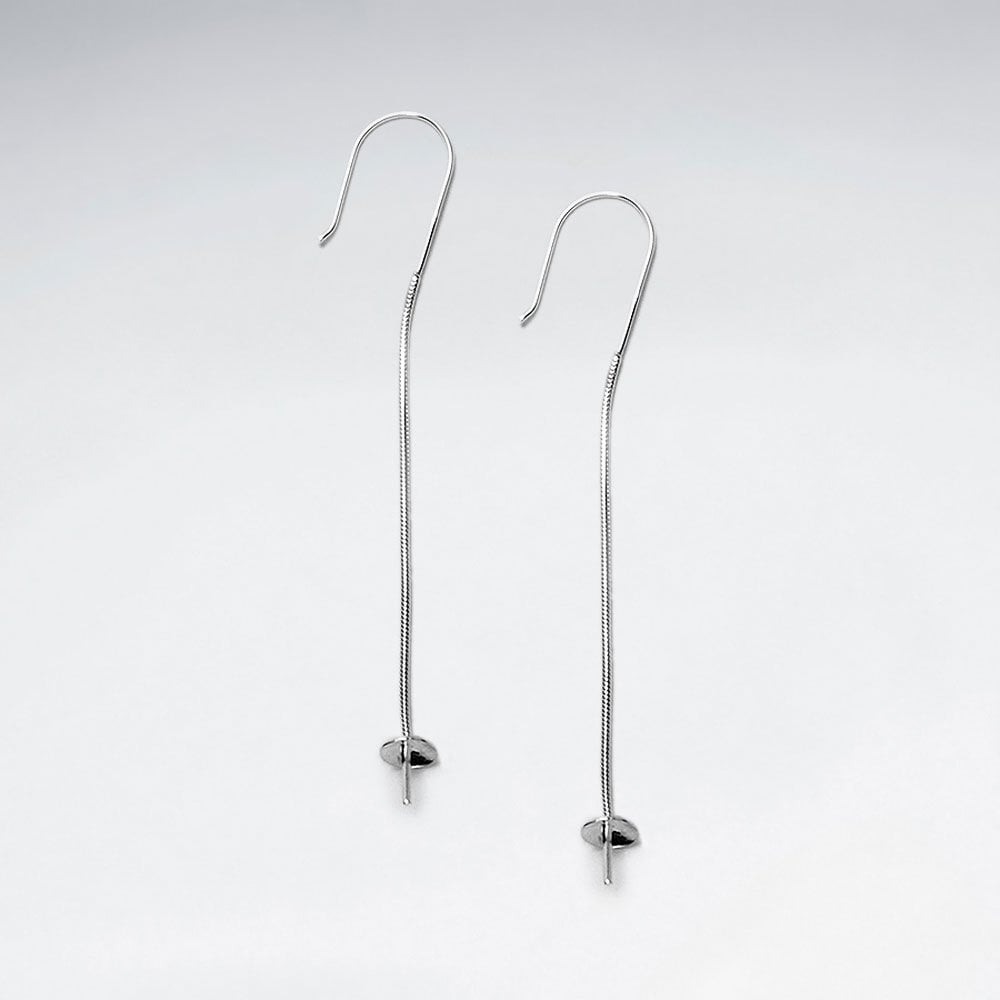 Sterling Silver Ear Wire Mounting with Chain Pack of 6 Pairs