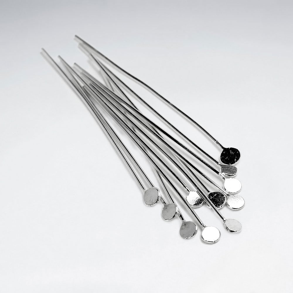 Sterling Silver Flat Top Head Pins Jewelry Accessory Pack of 100 Pieces