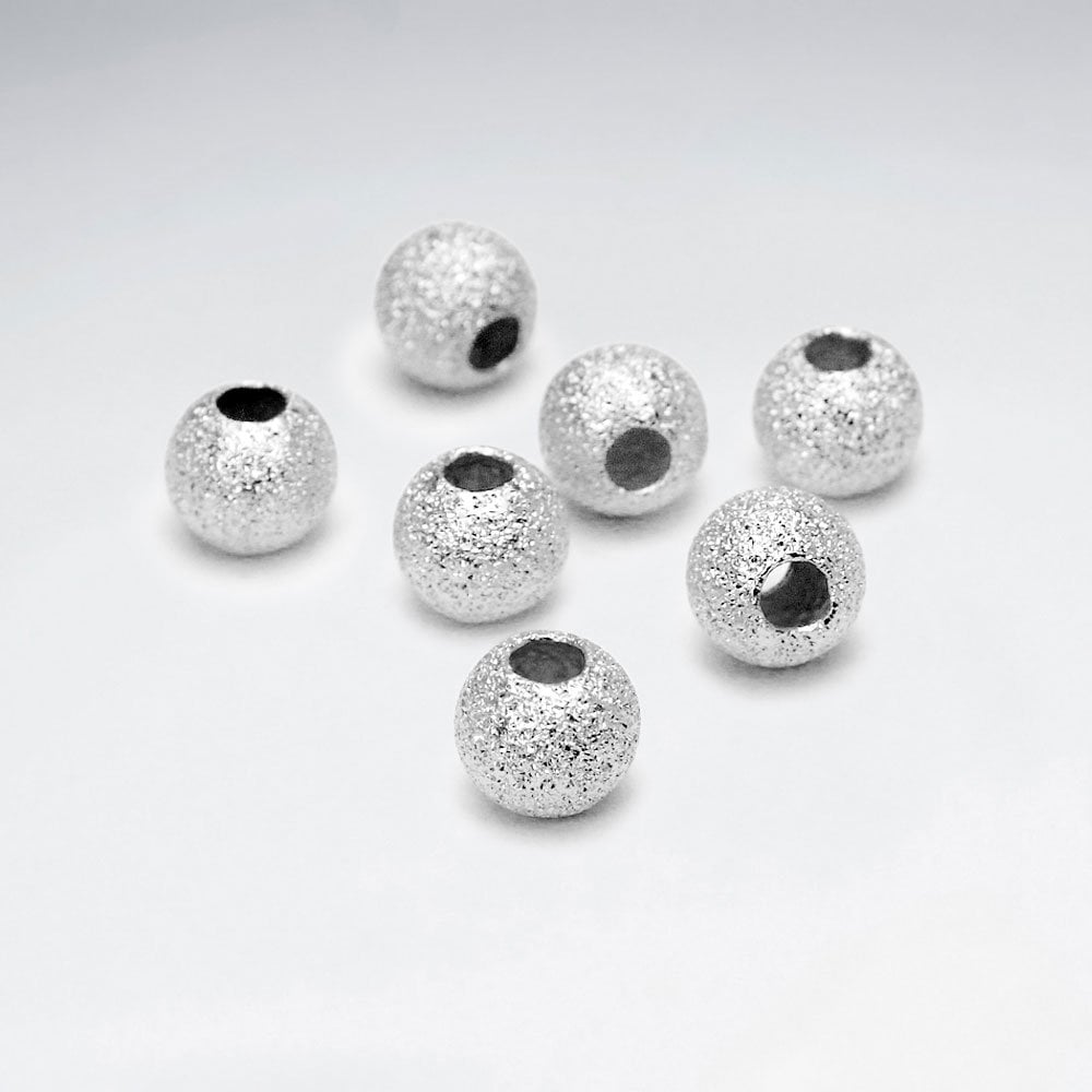 Sterling Silver Round Star Dust Beads Pack of 10 Pieces