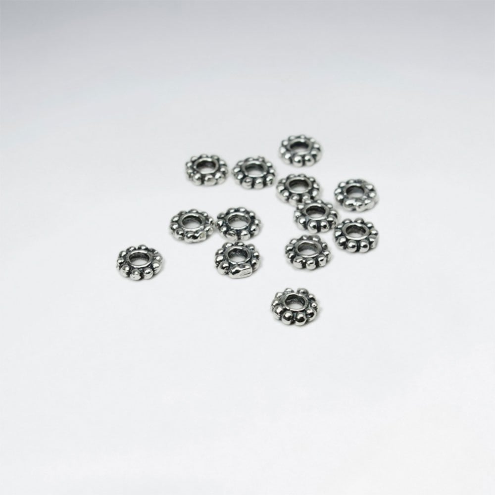 Silver Texture Spacer Dotted Beads Pack of 100 Pieces