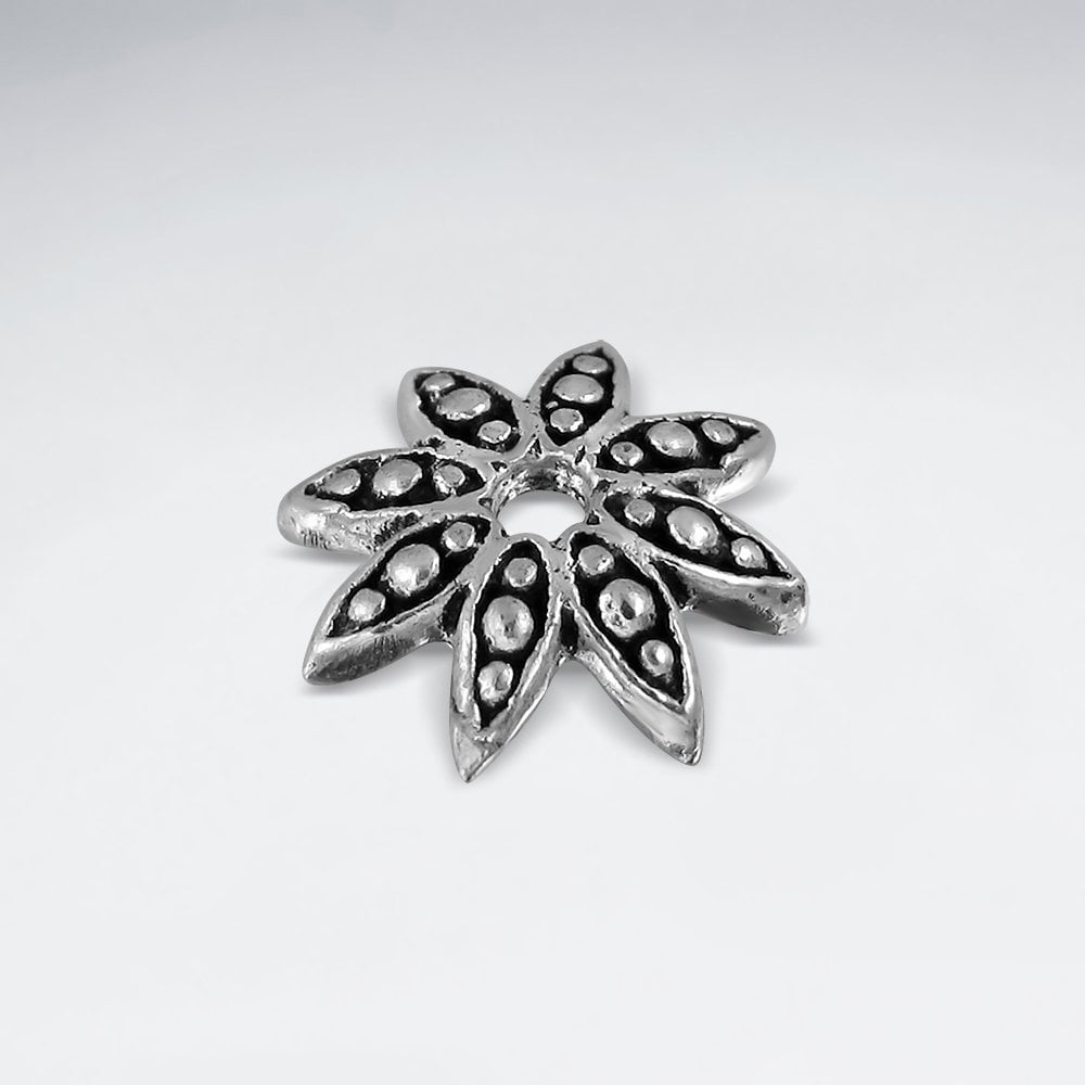 Flower Shaped Silver Decorated Bead Caps Pack of 30 Pieces