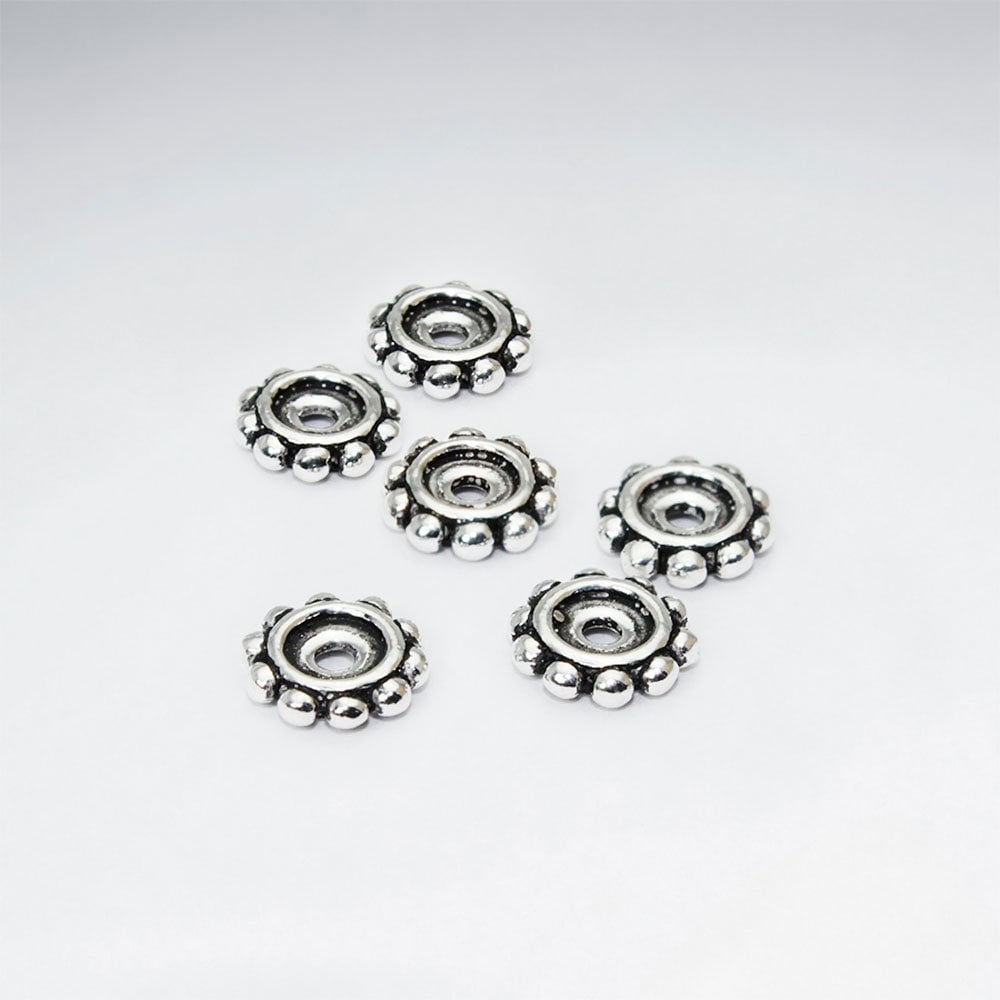 Silver Texture Spacer Dotted Beads Pack of 30 Pieces