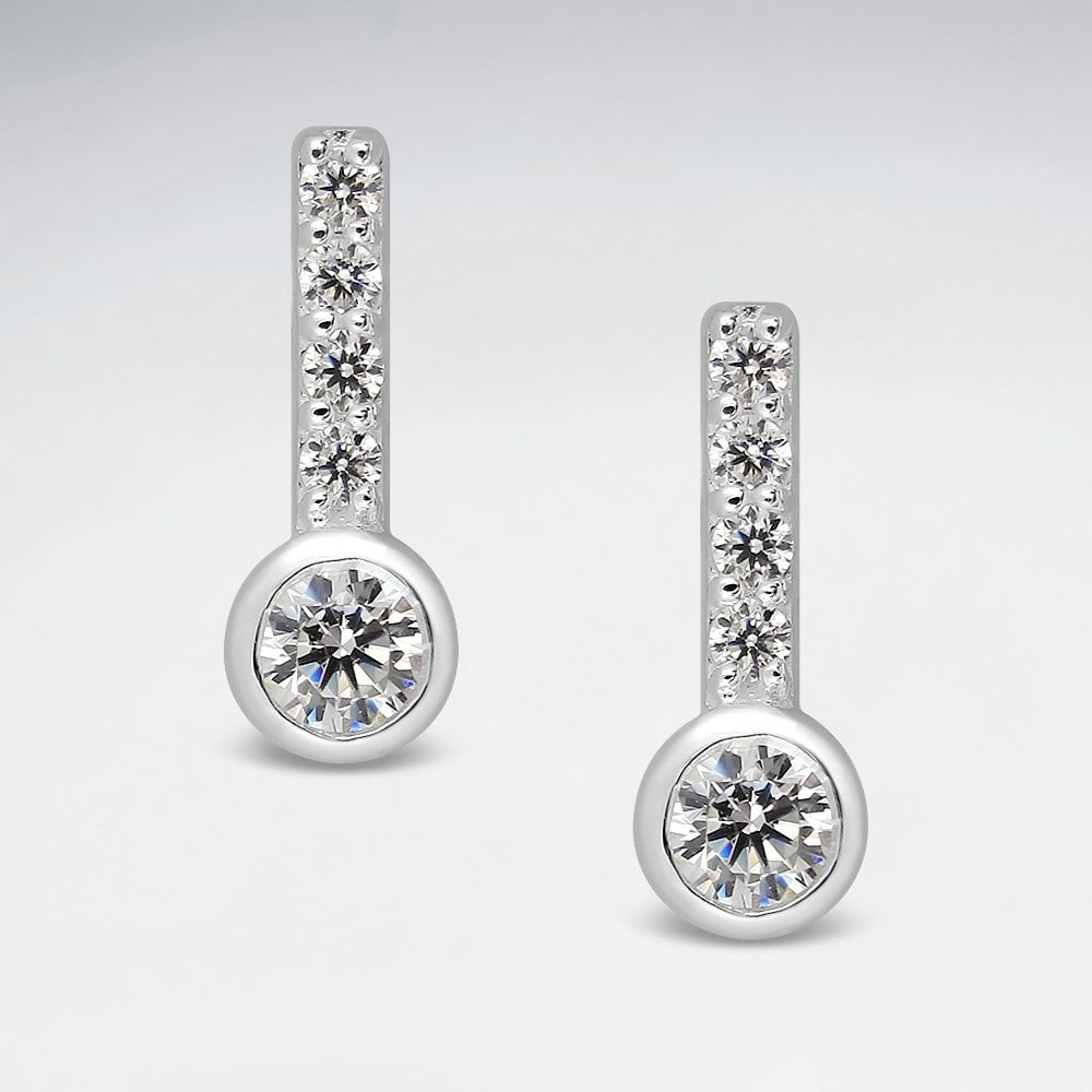 925 Sterling Silver Stud Earrings Cubic Zirconia and Crystal Jewelry