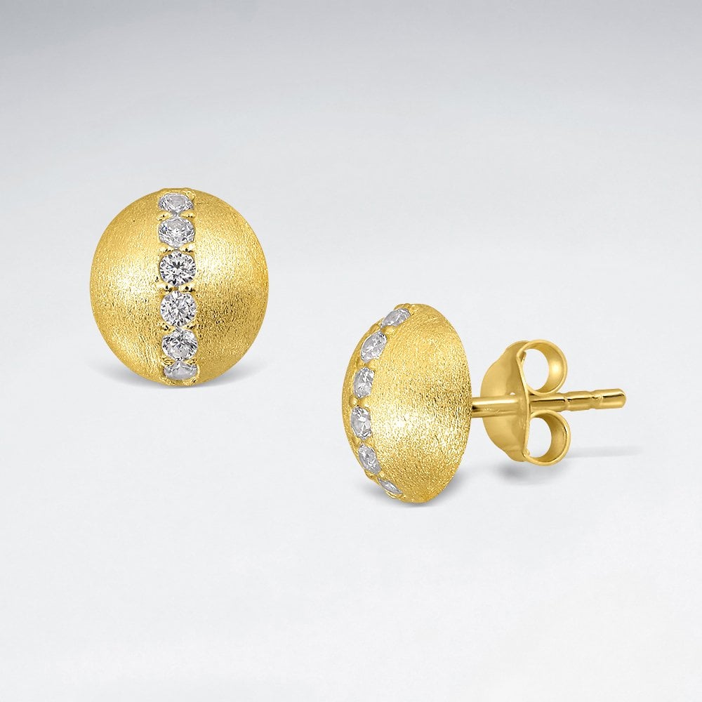 925 Sterling Silver Dome Earrings CZ and Crystal Jewelry