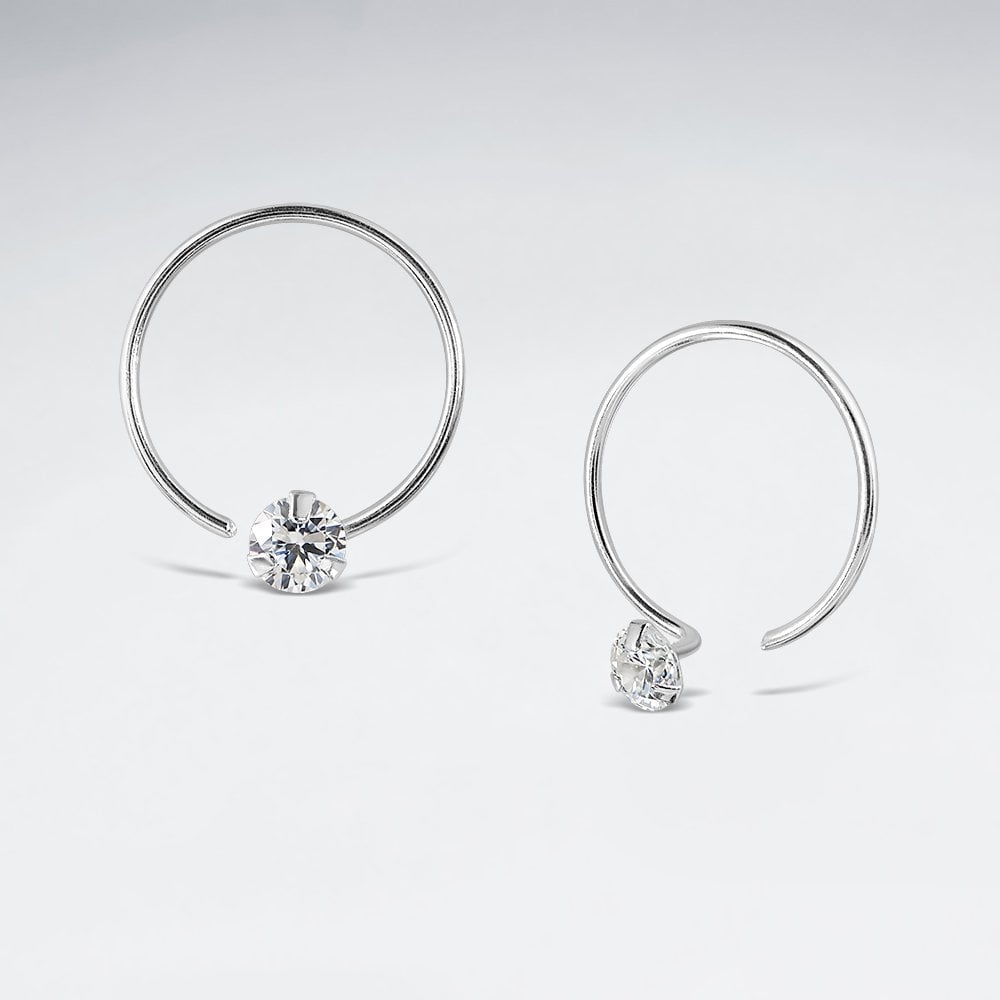 925 Sterling Silver Hoop Hook Earrings Pendant CZ and Crystal Jewelry