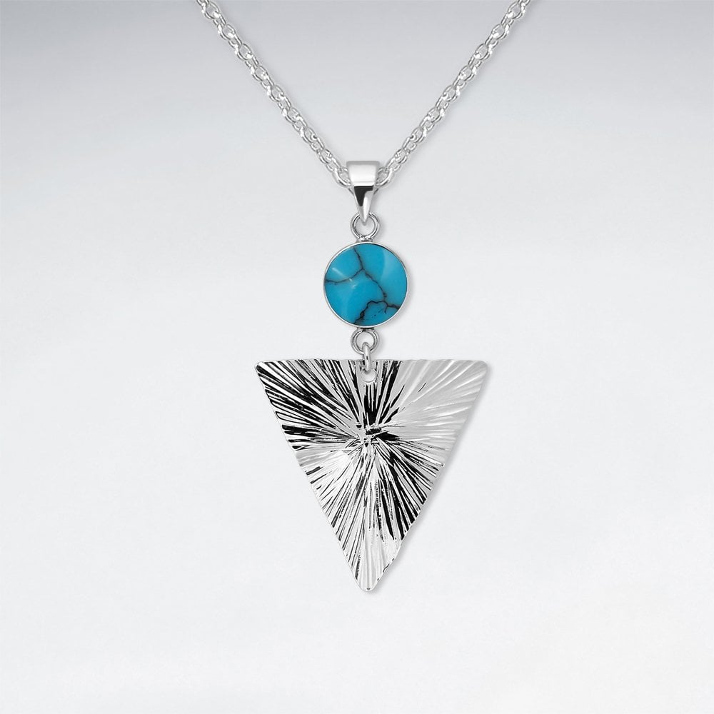 925 Sterling Silver and Gemstone Geometric Pendant