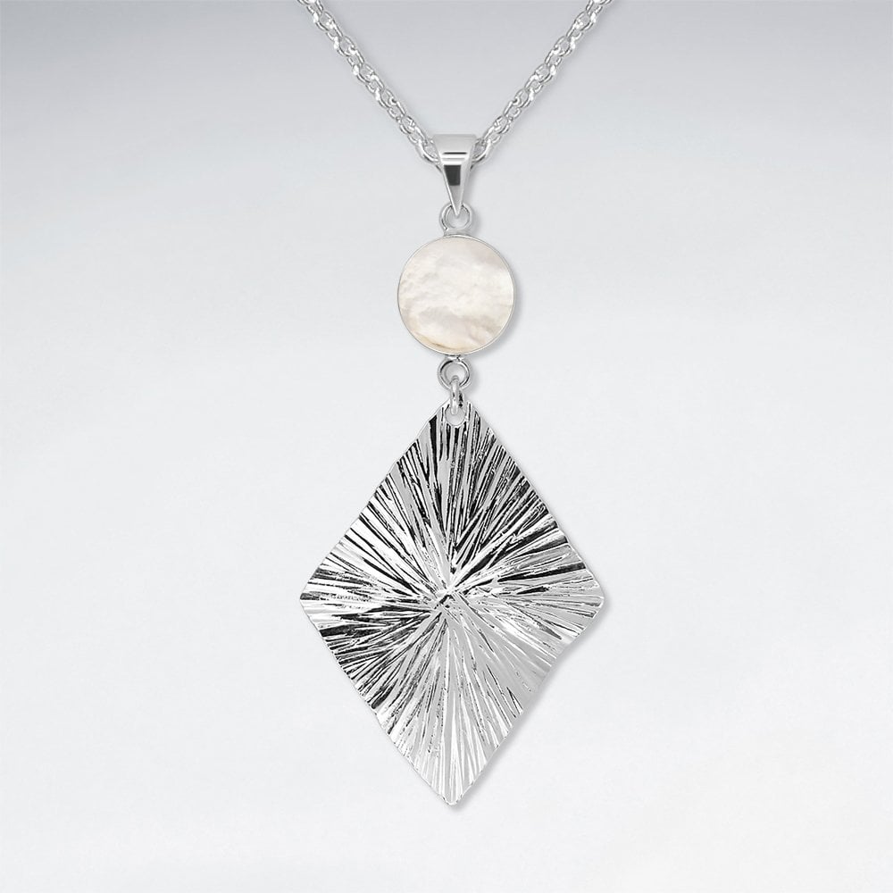 925 Sterling Silver and Gemstone Geometric Marquis Pendant