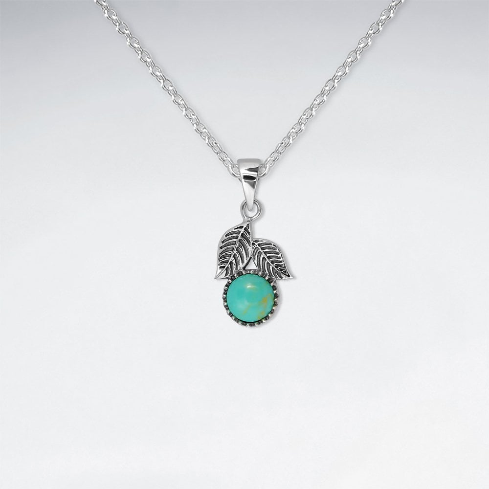 925 Sterling Silver and Gemstone Leaf Pendant Jewelry
