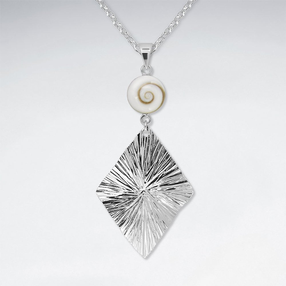 925 Sterling Silver and Gemstone Geometric Marquis Pendant