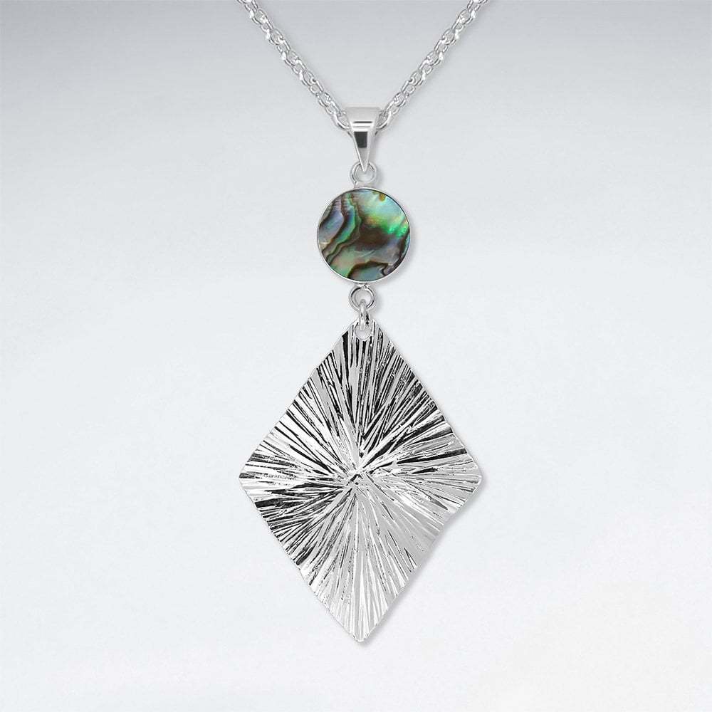 925 Sterling Silver and Gemstone Geometric Marquis Pendant