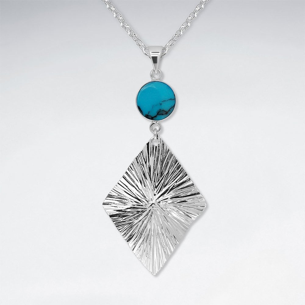 925 Sterling Silver and Gemstone Geometric Marquis Pendant